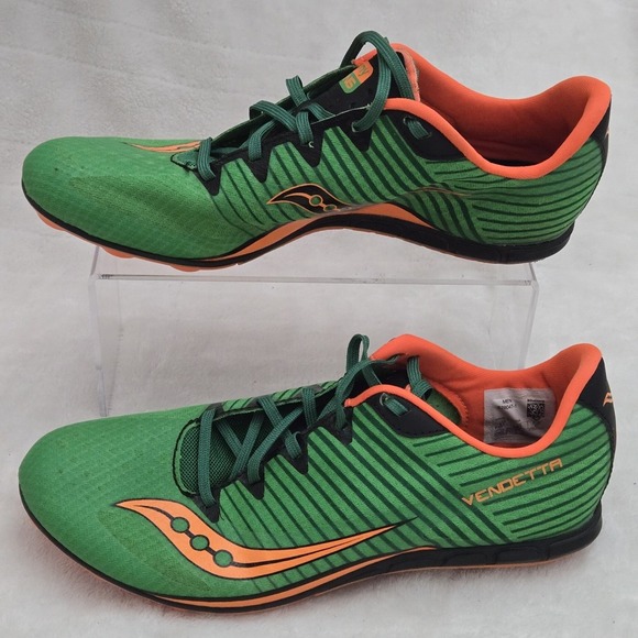 Saucony Racing Men's Size 9.5 Vendetta 2 Athletic Track Shoe Cleats Orange Mince - Picture 3 of 9